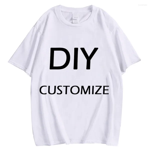 T-shirts pour hommes HX coton bricolage T-shirts impression 3D blanc marque Logo/image conception pulls personnalisés XS-7XL