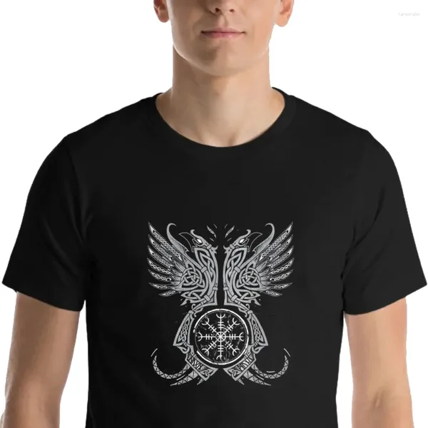 Camisetas para hombre HX, camisetas a la moda para hombre, Camiseta con estampado de tatuaje Retro vikingo, camisetas de algodón, camisetas de manga corta informales para mujer