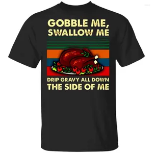 Heren T-shirts HX Thanksgiving T-shirts Gobble Me Delicious Turkey Sticker Gedrukt T-shirt Tees Katoenen Tops Casual Mannen Vrouwen Kleding