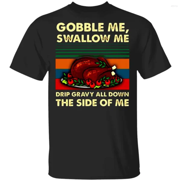 T-shirts pour hommes HX Thanksgiving T-shirts Gobble Me Delicious Turkey Autocollant T-shirt imprimé T-shirts en coton Tops Casual Hommes Femmes Vêtements