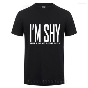 T-shirts pour hommes je suis timide mais j'ai une grosse bite chemise en coton à manches courtes à col rond cadeau d'anniversaire drôle pour un ami mari hommes T-shirt d'été