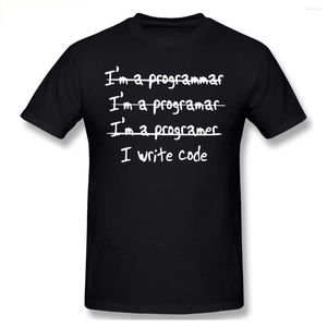 T-shirts pour hommes, je suis un programmeur, écrire du Code, chemise humoristique, surdimensionnée, en coton, manches courtes, personnalisée pour hommes