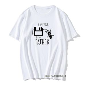 Camisetas de hombre soy tu padre divertido Usb y disquete ordenador hombres camiseta verano/otoño Vintage para adultos Slim Fit Tops camisetas