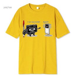 T-shirts hommes Je suis ton père drôle vintage imprimé t-shirt pour hommes femmes coton de haute qualité t-shirt 80s 90s bande magnétique poignée MP3 t-shirt
