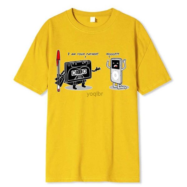 T-shirts masculins Je suis votre père T-shirt imprimé vintage drôle pour hommes femmes de haute qualité T-shirt 80s 90s magnétique ruban mp3 manche Tshirtl2425