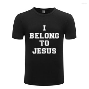 Camisetas de hombre I Belong To Jesus novedad divertida hombres verano manga corta cuello redondo Camiseta de algodón Casual Hip Hop Fitness camiseta Streetwear