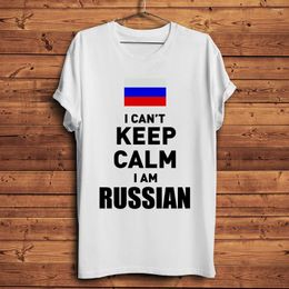 T-shirts voor heren Ik kan niet kalm blijven Am Russische brief Print Grappige T-shirt Mannen Wit Casual Unisex Streetwear Shirt RUSLAND Gift Tee