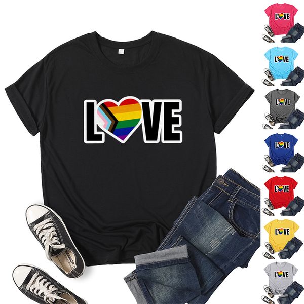 Camisetas LGBTQ para hombre, camiseta con estampado de Love Is Love LGBT, camisetas Unisex del orgullo, ropa de dibujos animados con letras arcoíris, ropa informal suelta Kpop Y2k
