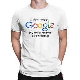 Heren t-shirts ik niet nd google mijn vrouw weet alles gedrukt t-shirt grappige tops voor mannelijke man papa bruidegom kleren humor modaal t-shirt t240510
