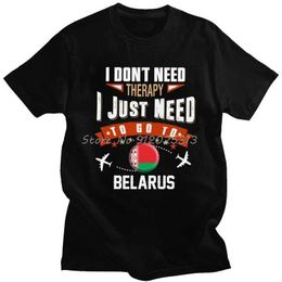 Heren t-shirts Ik ben niet therapie ik ga gewoon naar Wit-Rusland t-shirt mannen katoen t tops Wit-Russische t-shirt korte sleded geprint t-shirt t240425