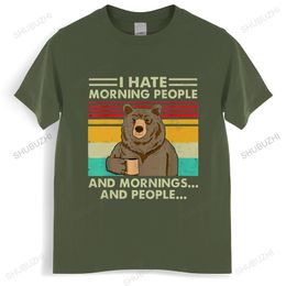 T-shirts pour hommes Je déteste les gens du matin et les matins et les gens T-shirt Funny-Bear Drink Coffee Lover Mignon Lazy Animal Retro T-shirt 230323