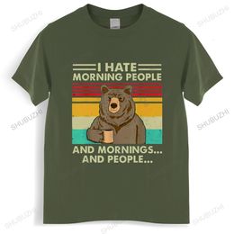 T-shirts pour hommes Je déteste les gens du matin et les matins et les gens T-shirt Funny-Bear Drink Coffee Lover Cute Lazy Animal Retro T-Shirt 230414