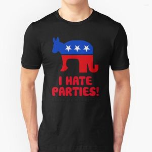 Camisetas de hombre I Hate Parties - Camisa de política Verano Moda Casual Algodón Cuello redondo