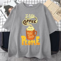 T-shirts voor heren Ik hou meer van koffie dan mensen Men Trendy Streetwear T-shirt Harajuku Modemerk Kleding T
