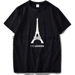 T-shirts masculins J'aime les t-shirts London Eiffel Tower Design Fun Designs à la mode Cotton Camiseta Soft Camisea Tailles H240408