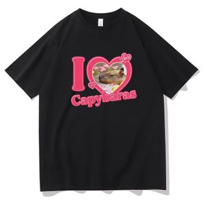 Heren t-shirts Ik hou van capybaras print mannen vrouwen mode casual losse t-shirts crew nek hiphop man grappige t-shirt mannelijke tee shirt streetwear 230317