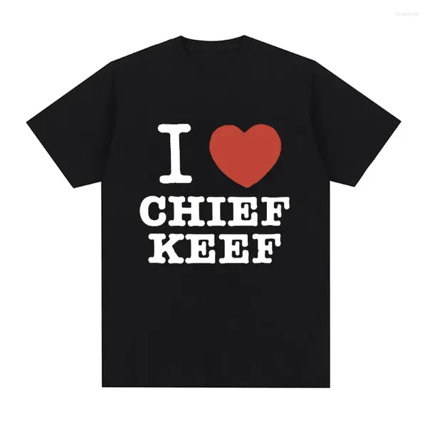 Camisetas para hombre I Love Chief Keef, camiseta de moda informal de manga corta, camisetas de algodón de gran tamaño góticas Vintage, ropa informal estilo Hip Hop