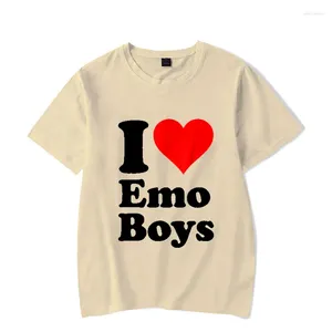 T-shirts pour hommes J'aime Emo Boy Grunge Femmes Chemise Fille Graphique Imprimé Mode Harajuku 2024 Streewear Vêtements Causal Femelle Y2K Tops Tee