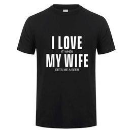 Camisetas para hombres Me encanta cuando mi esposa me consigue una camiseta de BR Men Cotton Short Short Slve Funny BR Camisetas Fashion Man Camiseta JL-151 T240425