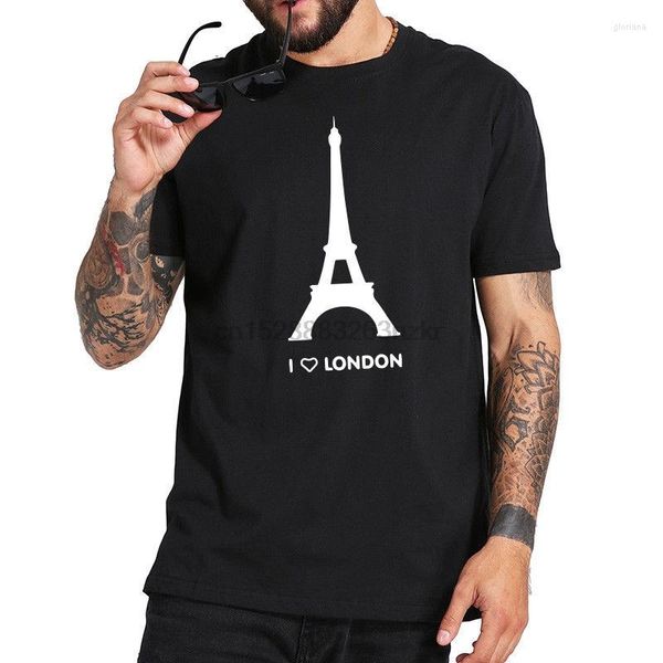 T-shirts pour hommes I Love London Shirt Hommes Tour Eiffel Ville Romantique T-shirt Coton Hipster Manches Courtes