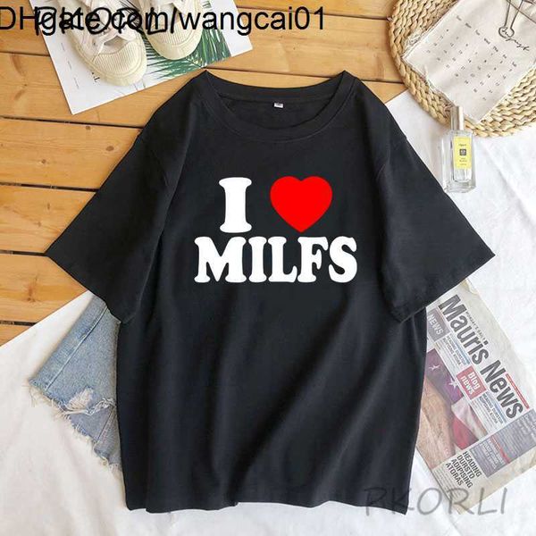 T-shirts hommes J'aime MILFS I Heart Hot Moms T-shirts imprimés Femmes Coton Court Seve Casual T-shirt Harajuku Mode Tee-shirts 4103