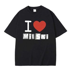 T-shirts masculins I Love Mitski Print Tshirt Men Femmes Fashion T-shirts surdimensionnés décontractés unisex