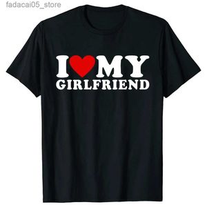 T-shirts masculins J'aime ma copine alors s'il vous plaît éloignez-vous de moi.Été Nouveaux couples romantiques amusants