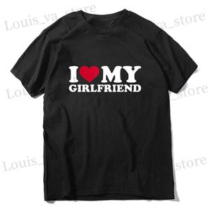 T-shirts masculins I Love My Girlfriend T-shirts Lettre imprimer Strtwear Men Women Fashion T-SUVERSIMET T-shirt Pure Cotton Ts Tops Couple Vêtements T240419