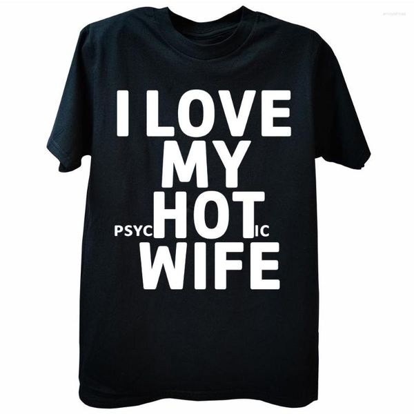 Camisetas de hombre I Love My Wife regalo de broma divertida camisetas de hombre camisetas sueltas de buena calidad gráfico Casual