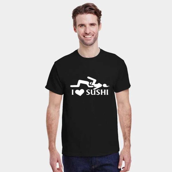 T-shirts masculins I Love Sushi Tshiirt Instructeur de sexe Première leçon Fr Adult Humour Joke Party Gift T-shirt Funny Man Vêtements Modal T-shirt Y240509