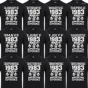 T-shirts pour hommes J'ai 18 ans avec 22 ans d'expérience en 1983 nov septembre oct déc jan fév mars avril mai juin juillet août 40e naissance