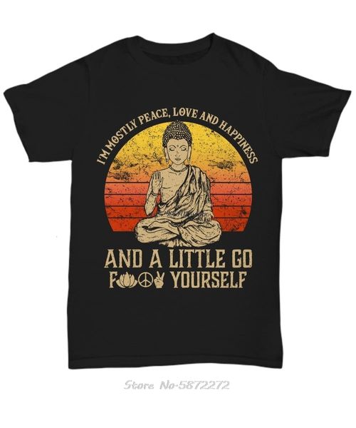 T-shirts pour hommes Je suis principalement la paix Amour Bonheur Rétro Bouddha Namaste Yoga T-shirt Zen Master TeeCool Casual Pride T-shirt hommes Mode unisexe 230303