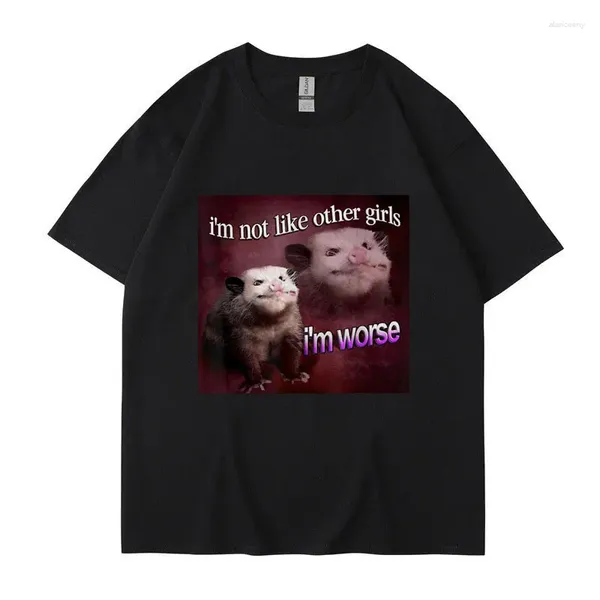 T-shirts pour hommes Je ne suis pas comme les autres filles Pire chemise d'impression drôle Opossum manches courtes hommes femmes t-shirt surdimensionné coton streetwear