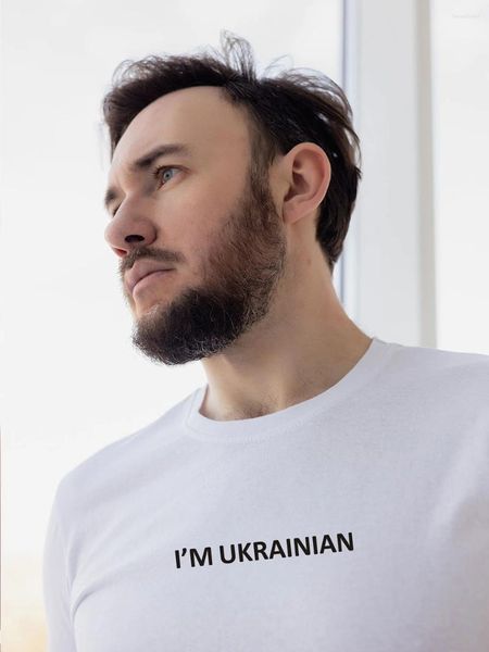 T-shirts masculins Je suis ukrainien T-shirt de couleur basique unisexe T-shirt d'été pour l'homme