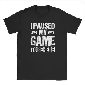 Heren T-shirts Ik heb mijn spel gepauzeerd om hier te zijn Vintage Grappig Shirt Gamer Gaming Speler Humor Tee Tops Voor Mannen Kleding Casual Grafisch