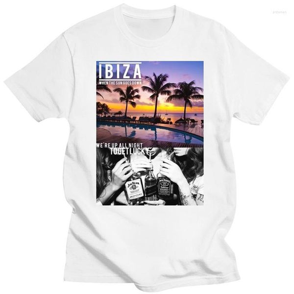 T-shirts pour hommes Ibiza When Sun Goes Down Mens Shirt Summer Imprimé Casual