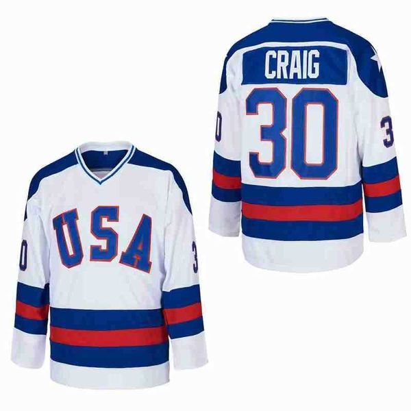 T-shirts masculins Ice Hockey Jersey 1980 USA 30 CRAIG 17 OCALLAHAN COUDURE DE COUDURE EXTACK