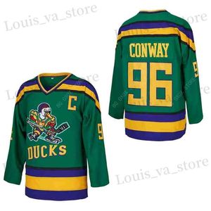 Heren T-shirts Ice Hockey Jersey Mighty Ducks 99 Banks 96 Conway 66 Bombay Sewing Embroidery Outdoor Sportswear Jerseys Grn Black 2023 Nieuwe T240408