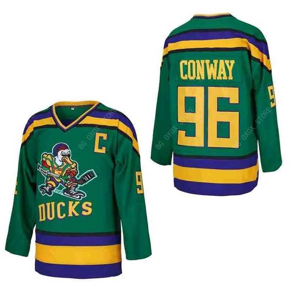 Camisetas masculinas Jersey de hockey sobre hielo Mighty Ducks 99 Banks 96 Conway 66 Bombay Cosering Bordado Sportswear al aire libre Jerseys Grn Black 2023 Nuevo T240506