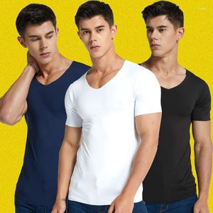 Camisetas masculinas camisa de seda de hielo para hombres casuales sin costura manga corta delgada