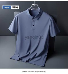 T-shirt da uomo T-shirt senza tracce di seta di ghiaccio T-shirt da uomo a mezza manica tinta unita leggera da uomo Camicia POLO senza cuciture traspirante in seta J230602