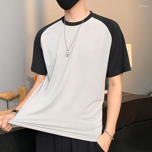Heren t shirts ijstechnologie coole t-shirts zomer mode patchwork sport tees short mouw casual losse oefening training snel droge tops