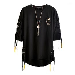 T-shirts pour hommes Idopy Mode coréenne Street Style Lace Punk Gothic Pull Designer Steampunk Hem Hip Hop Sweatshirts S212T