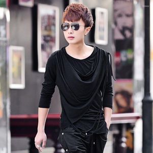 Heren t shirts iDopy trend nachtclub Koreaanse t-shirts stijlvolle punk gothc lange mouwen t-shirts T-shirts voor mannen