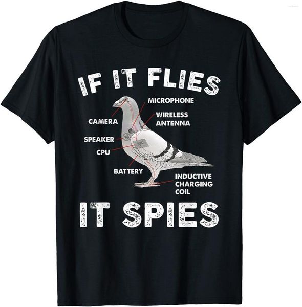 T-shirts pour hommes s'il vole espions Pigeon anatomie oiseau pur coton chemise hommes décontracté à manches courtes t-shirts hauts goutte