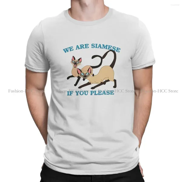 T-shirts pour hommes si vous s'il vous plaît col rond t-shirt chat siamois chemise de base hommes hauts conception