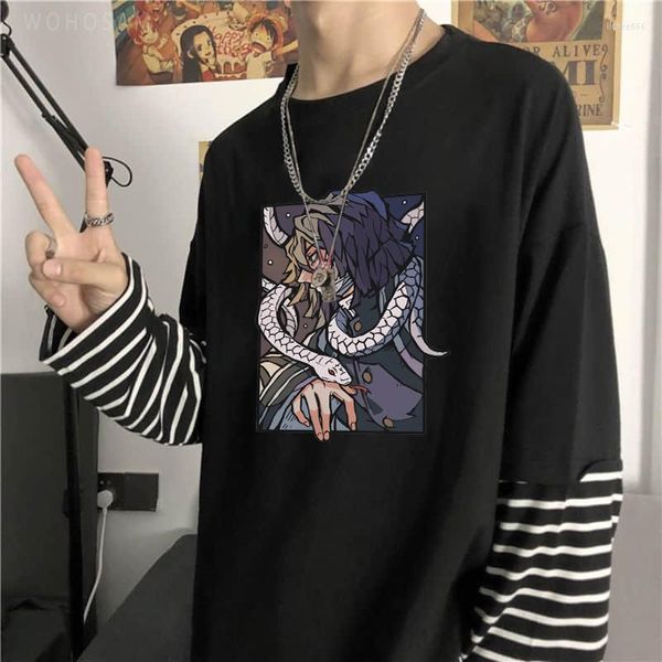 Camisetas para hombre Iguro Obanai Camisetas con gráficos góticos Cool Tokyo Revengers Anime Manga larga Casual Verano Jersey Tops Camisetas de gran tamaño