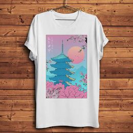 T-shirts pour hommes Ikigai à Kyoto Fujiyama Sakura Drôle Japon Ukiyoe T-shirt Hommes Blanc Casual T-shirt À Manches Courtes Homme Unisexe Streetwear Tee Z230704