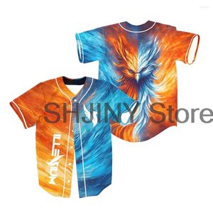 T-shirts masculins Ilnenium Phoenix Orange et Blue Split Rave Baseball Jersey EDM Festivals 2024 Femmes à manches courtes Men