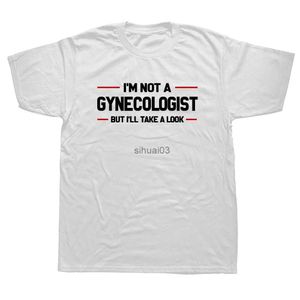 Heren T-shirts Ik ben geen gynaecoloog, maar ik zal een kijkje nemen Grappige dokter T-shirts Grafische streetwear Korte mouw Huwelijk T-shirt